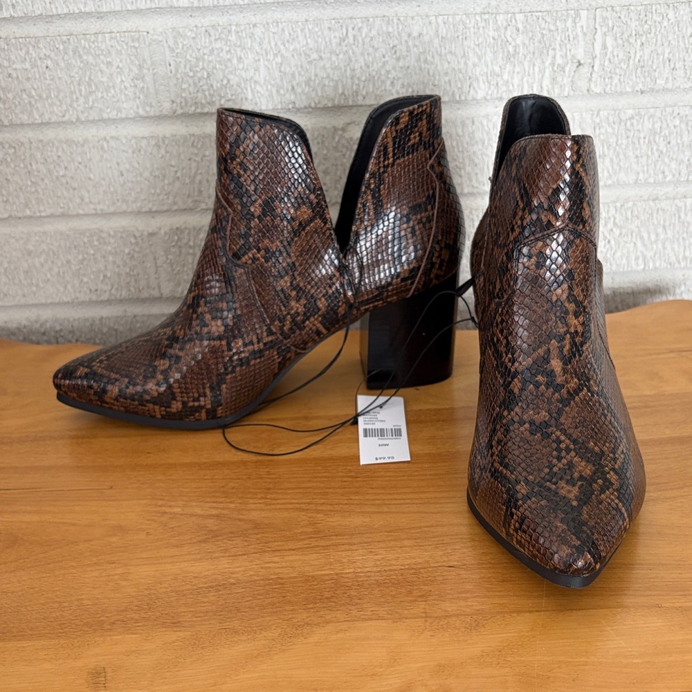 Lane Bryant Dream Cloud Cutout Ankle Boots Faux Snake Chunky Heel 10W & 11W NWT